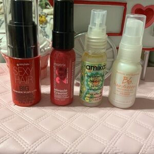 Sexy hair 
Matrix 
Amika wave 
Bb hair dresser oil travel